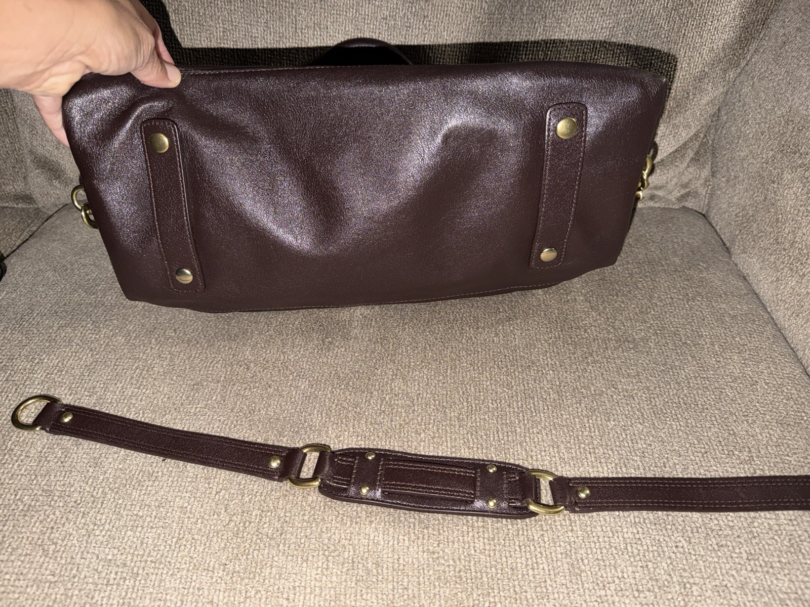 Coach Brown Madison Sabrina Satchel Top Handle Detachable Strap Zip Gold