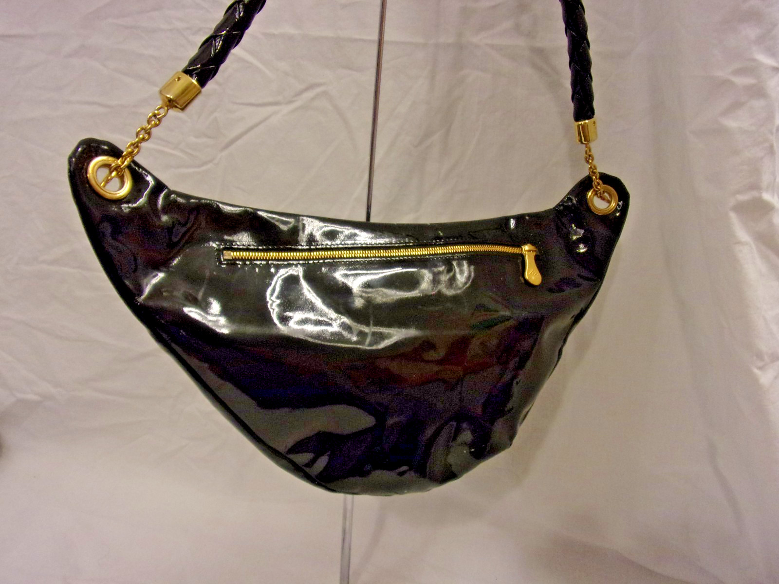Bottega Veneta Black Patent Leather Fanny Pack Belt Bag