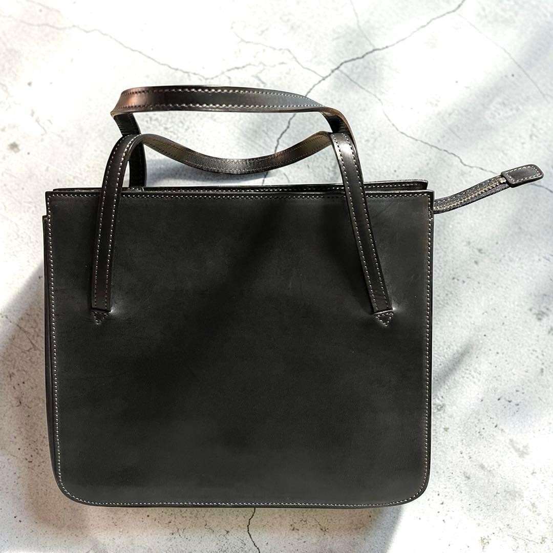 Margaret Howell Old Logo Handbag Black Leather Pre-owned Height Approx 22 cm