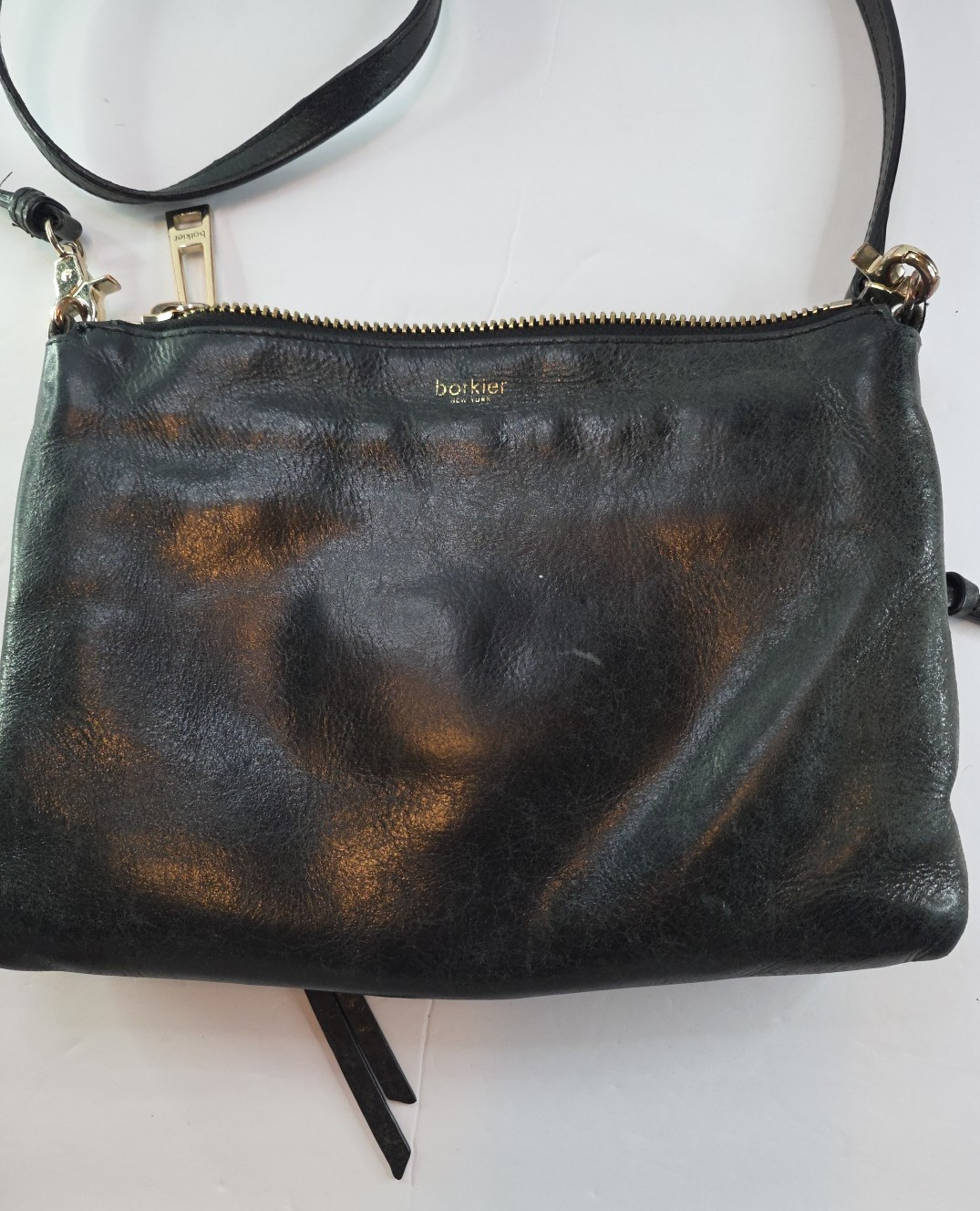 BOTKIER Trigger Crossbody Bag Distressed Green Gray Studded Leather Shoulder Bag