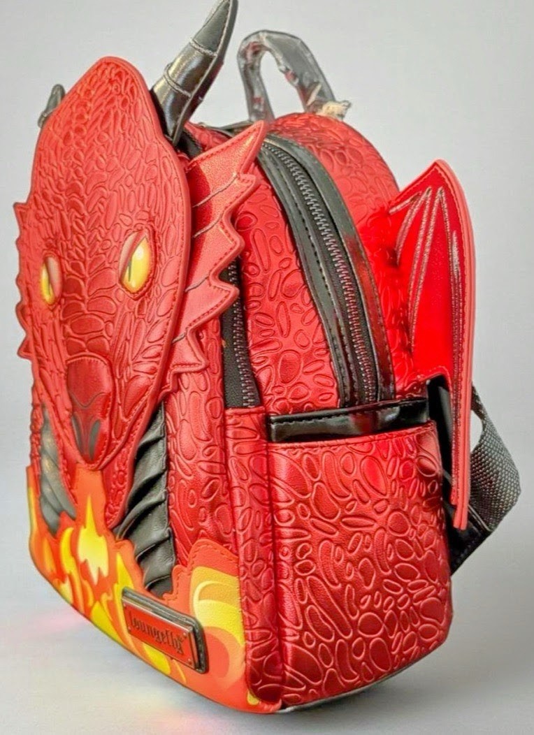 LOUNGEFLY RED DRAGON IRIDESCENT SCALES AND FLAMES BOOKS-A-MILLION EXCLUSIVE NWT