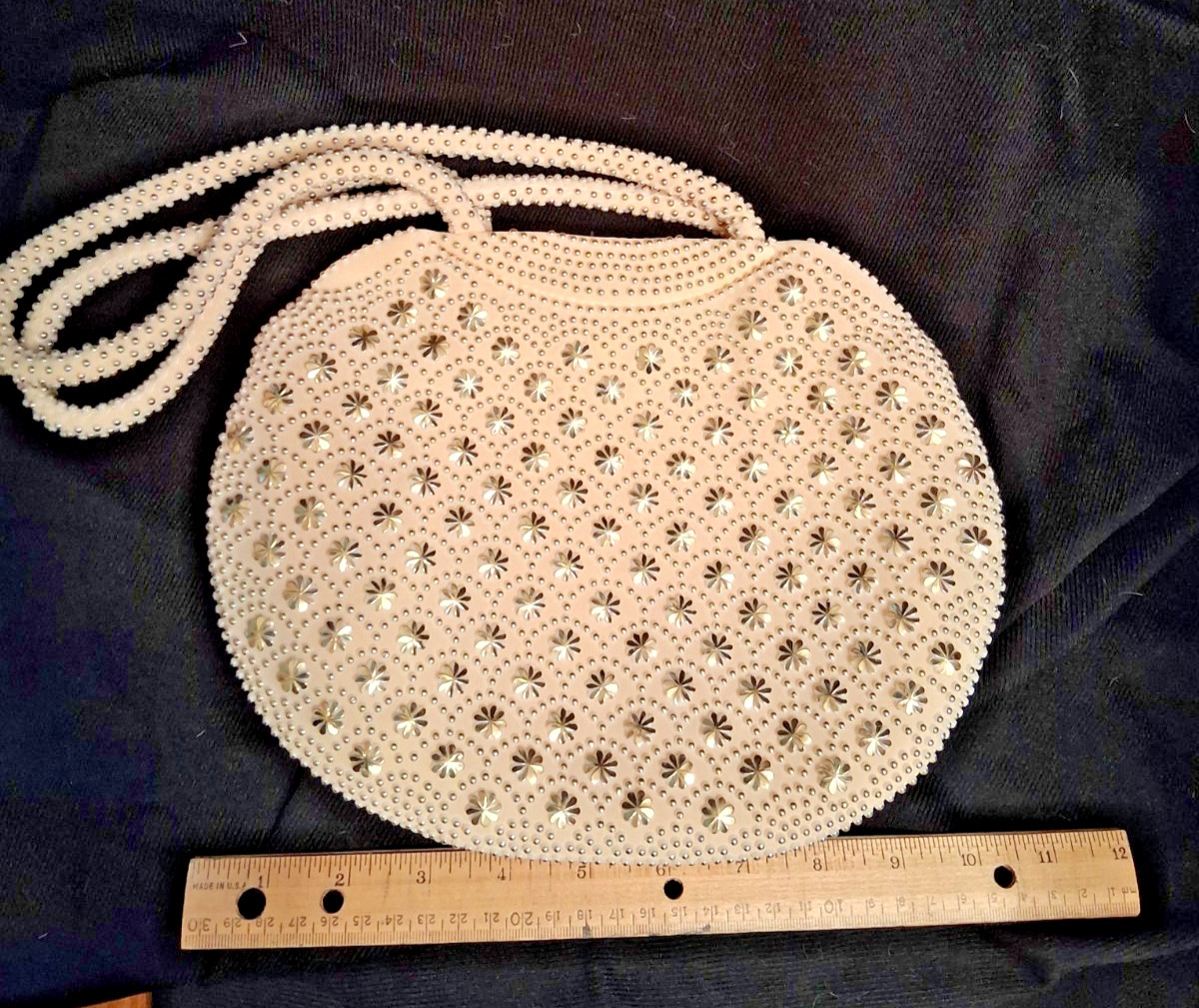 Gold Tone Studded Purse with One Zipper Pocket Two Open Pockets – Unbranded Read