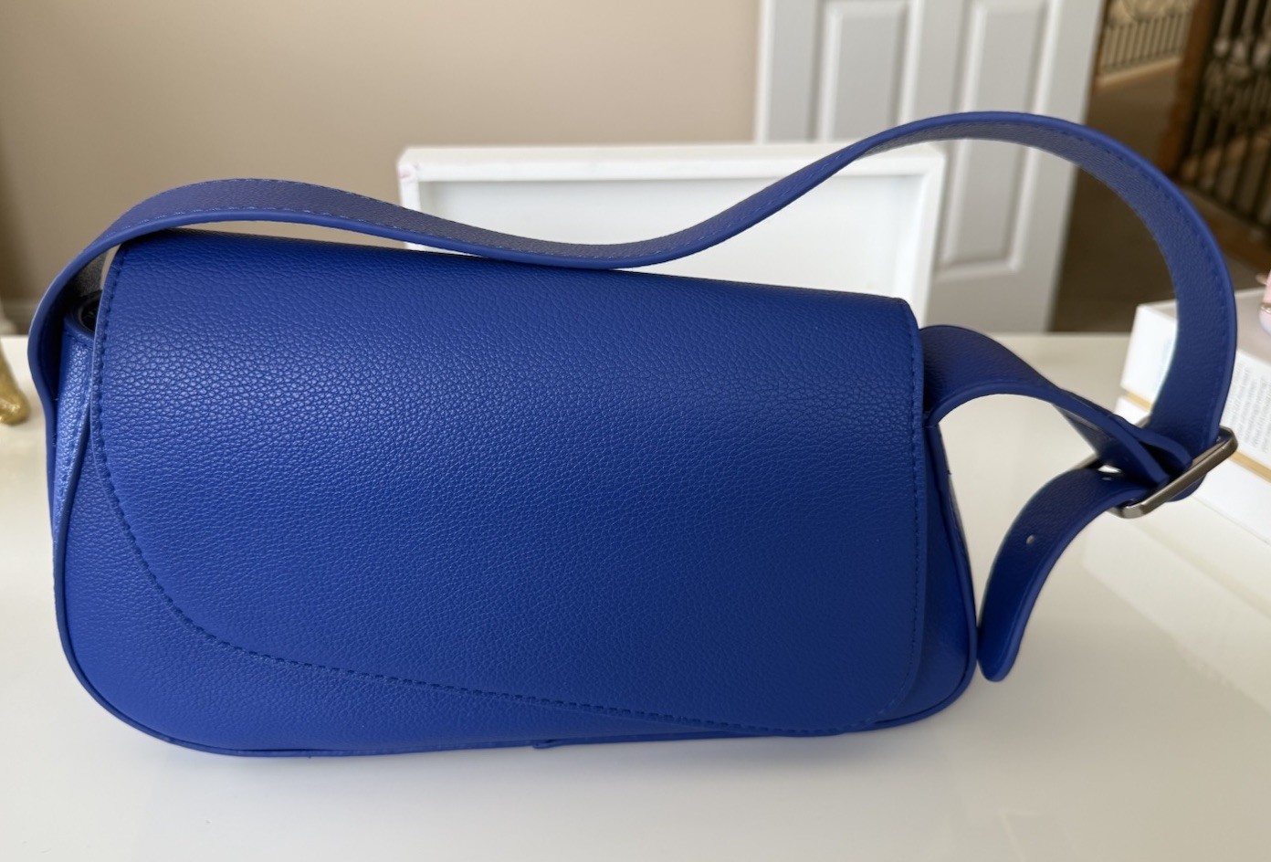 BCBGeneration Cobalt Blue Shoulder Bag Faux Leather Silver Hardware Handbag