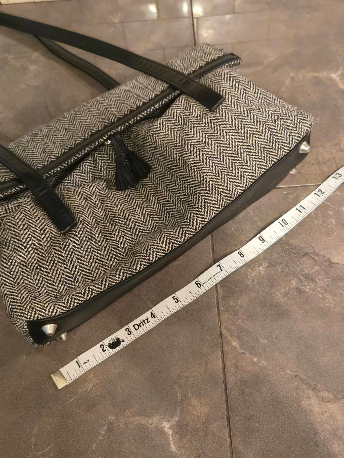 Cynthia Taylor Black & White Herringbone Purse/ Shoulder Bag