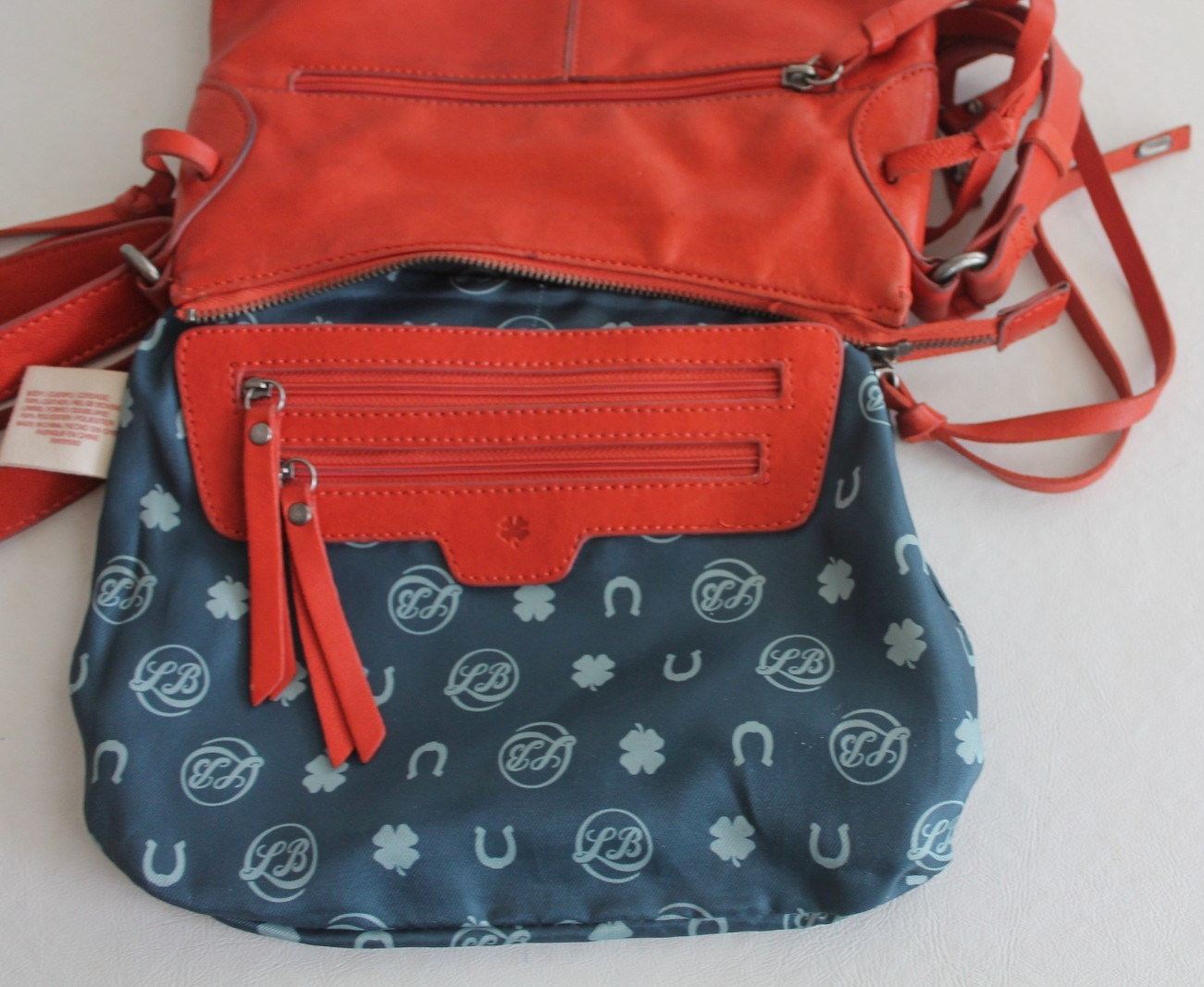 Vtg Y2k Lucky Brand Crossbody Red Leather Bag Herringbone Studs