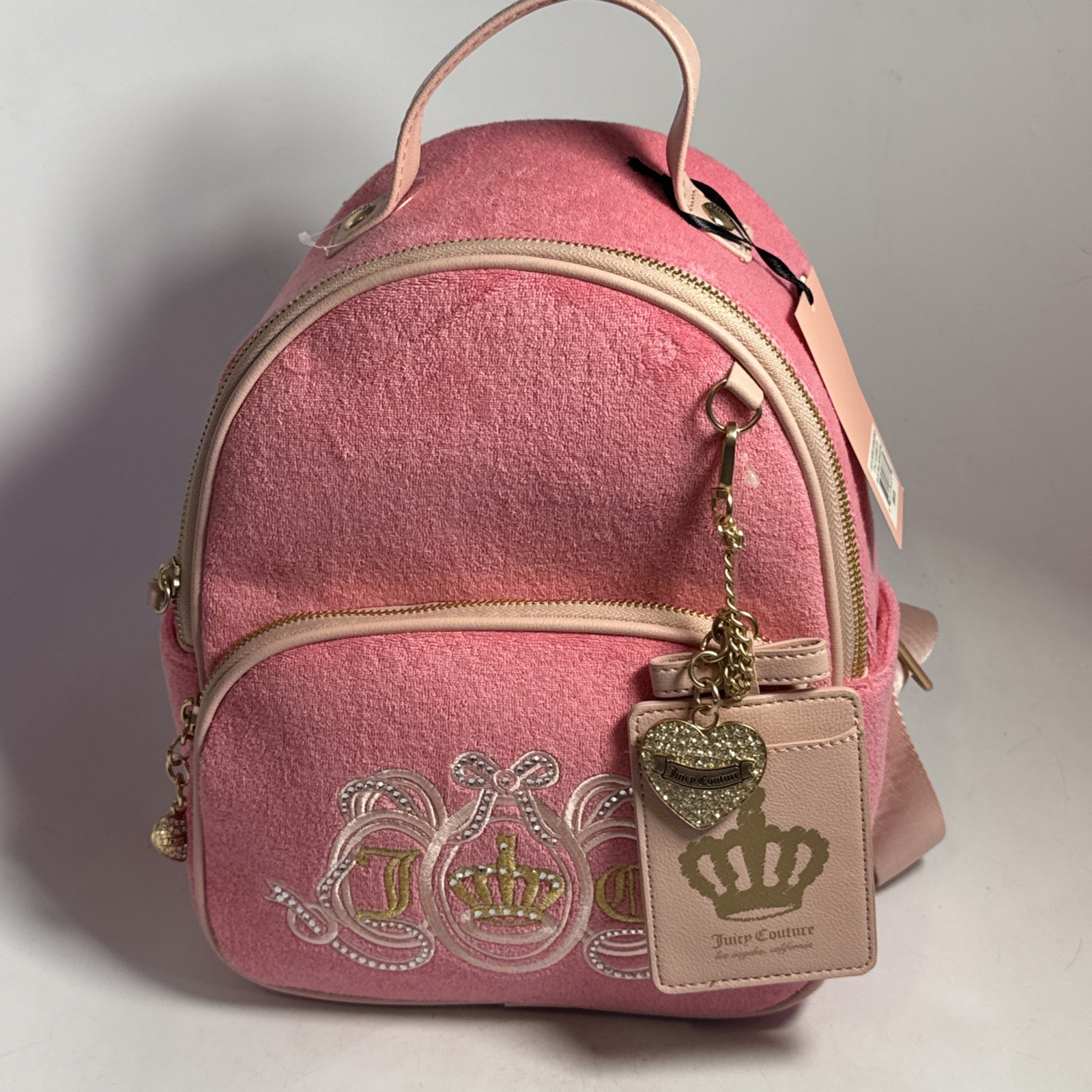 JUICY COUTURE Pink Lemonade LOVERS CLUB Embroidered TERRY BACKPACK & Wallet NWT