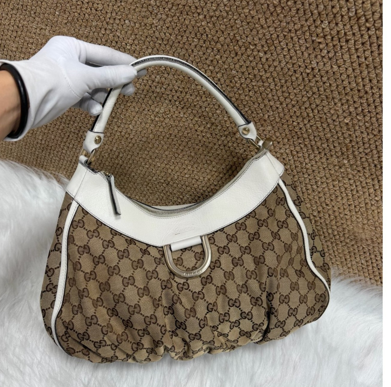 Authentic Gucci Vintage Monogram Hobo Monogram Canvas and Leather Hobo Bag eBay