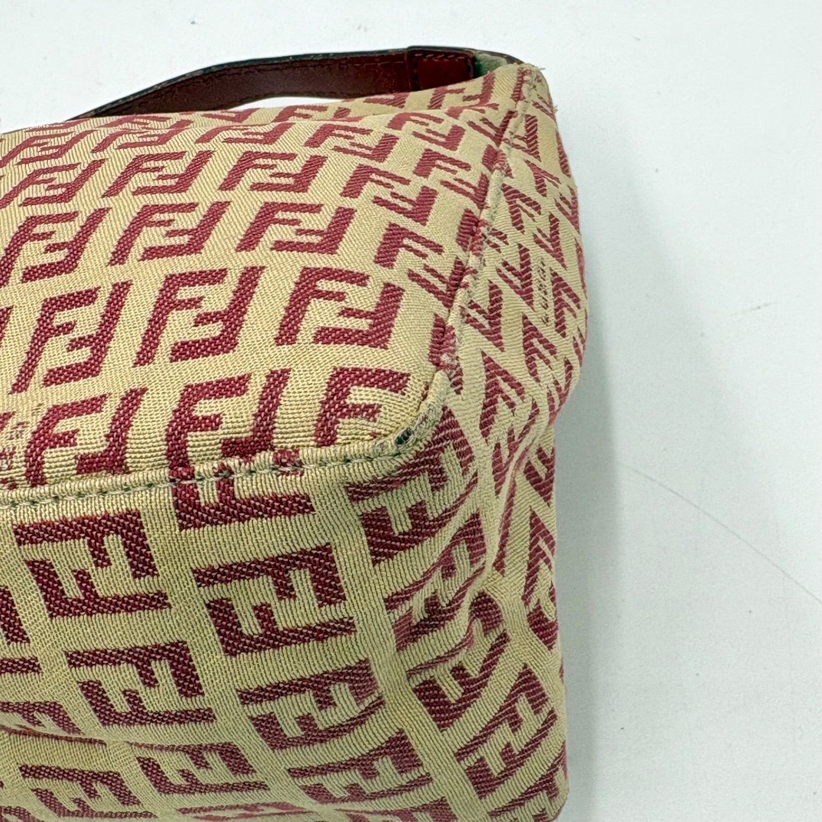 Auth FENDI Zucchino-Print Accessory Pouch Handbag 8N0005 2Y9195