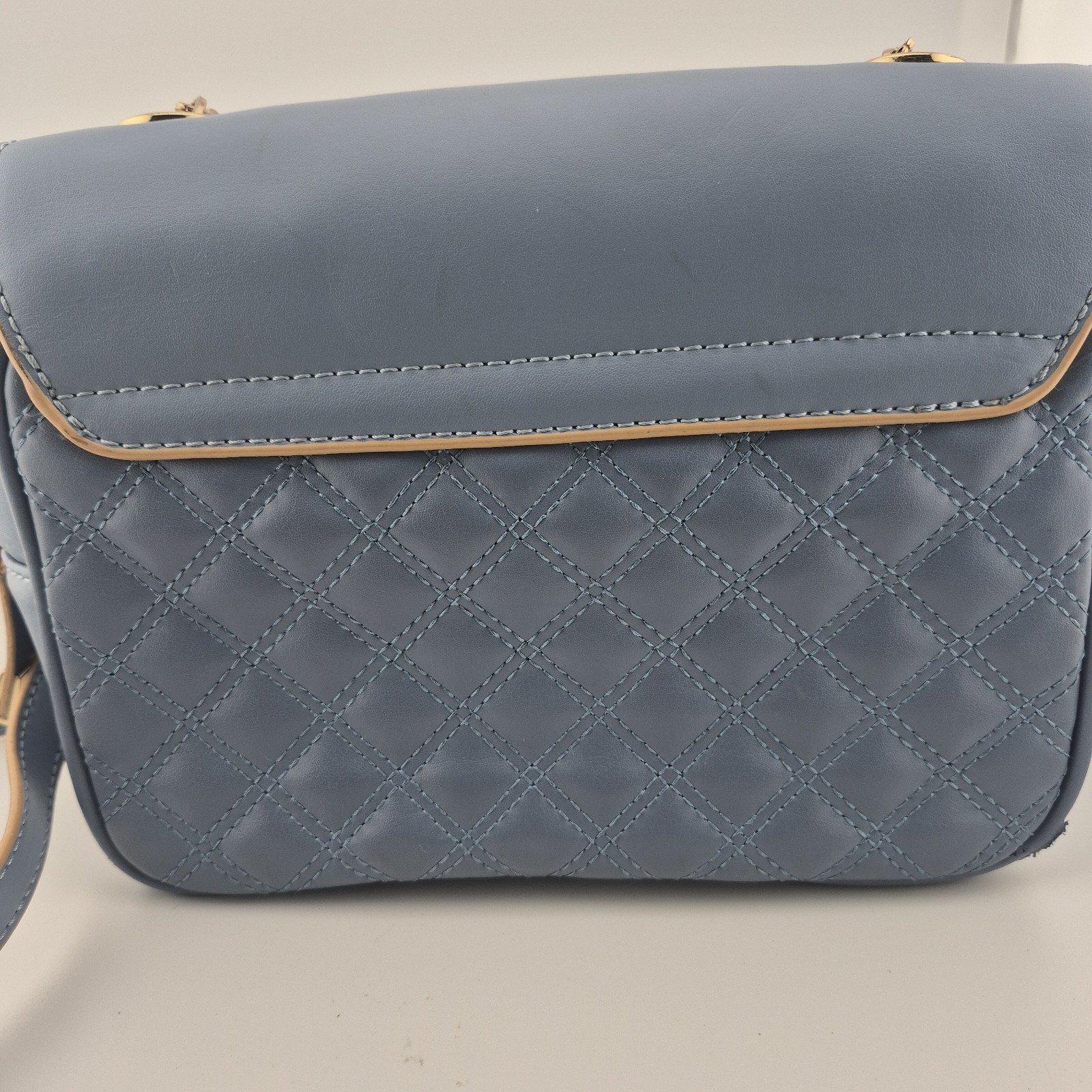 Michael Kors Spartina 449 French Blue Quilted Leather Chain Crossbody Bag