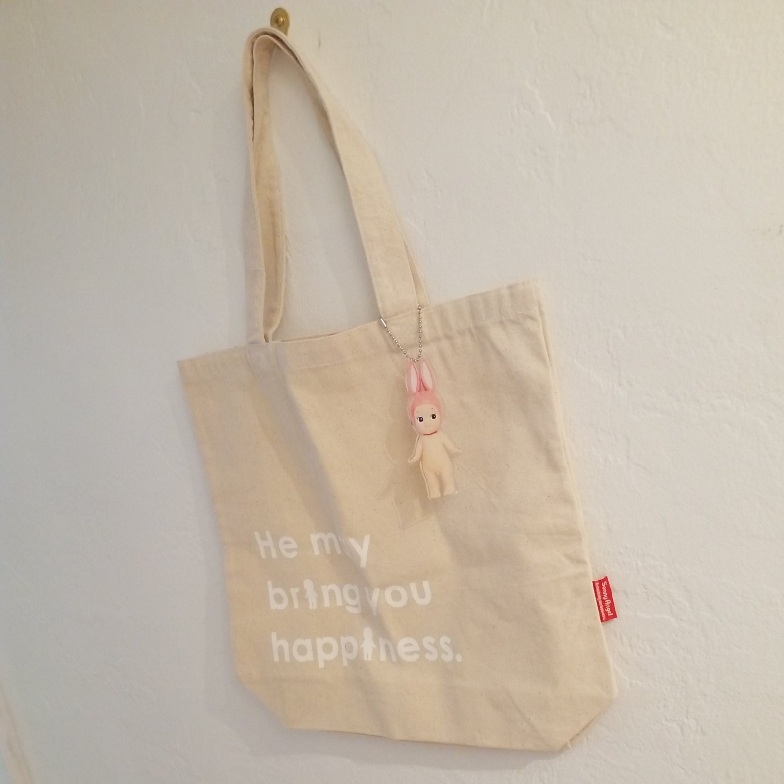 Sonny Angel Canvas Tote Bag With Acrylic Charm