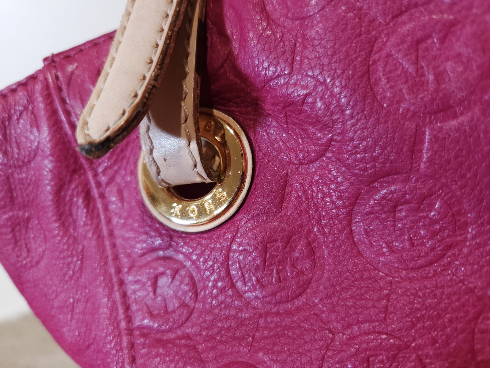 Michael Kors | Large Magenta Pink Leather MK Logo Tote Double Handle Travel Bag