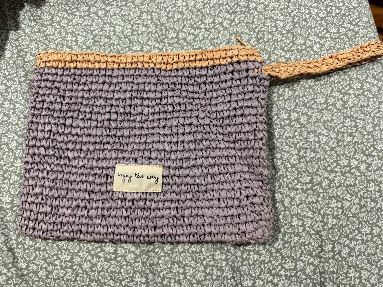 New Without Tags Zara Crocheted Paper Clutch Bag Summer Look Beige Purple Women