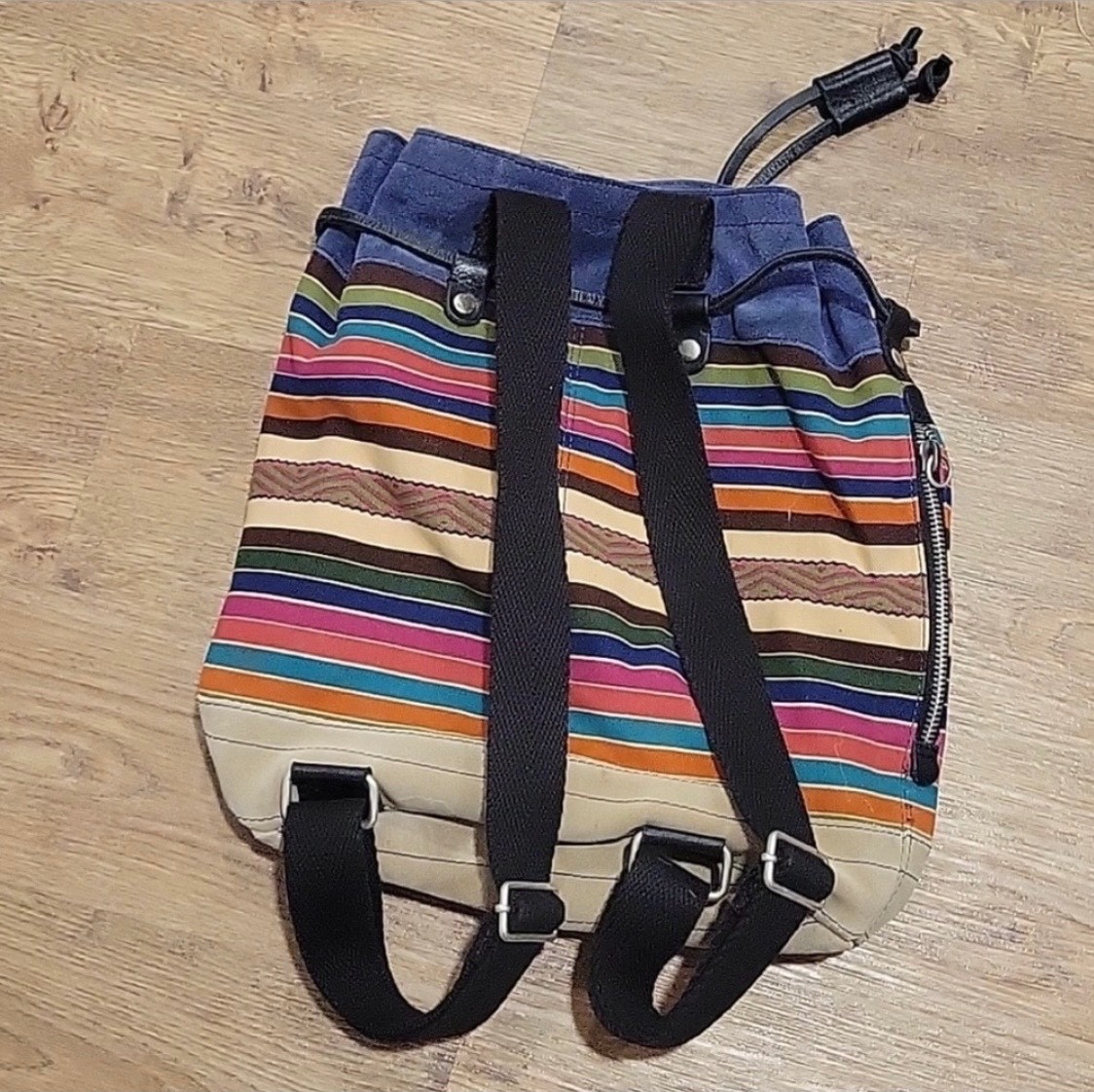 Lucky brand suede, material backpack colorful leather drawstring bag