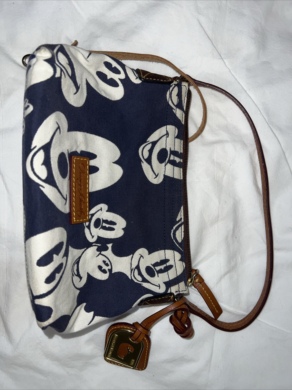 Vtg Dooney & Bourke Disney Mickey Mouse Face Blue Purse Bag Tote Canvas