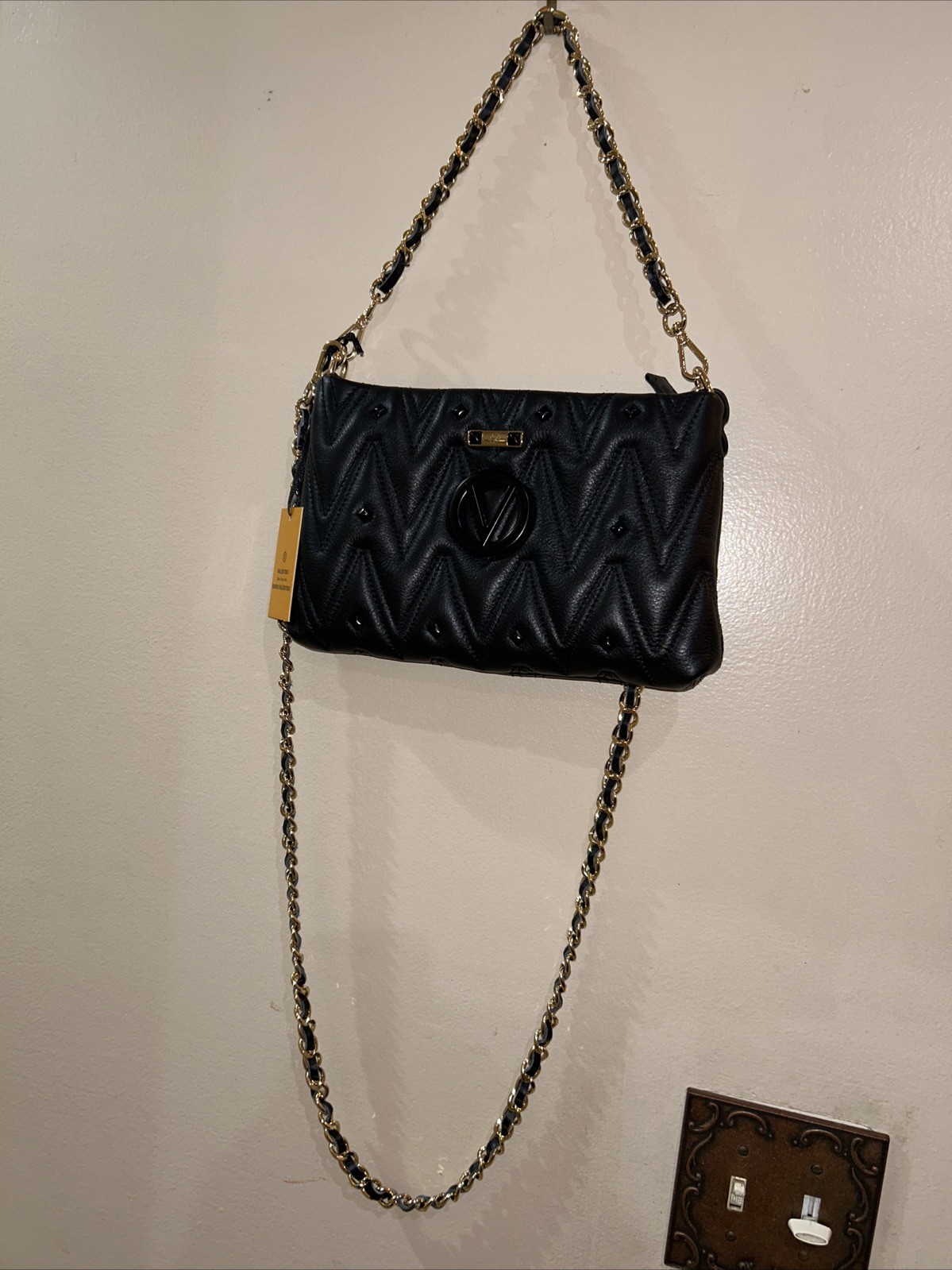 Valentino Quilted Purse Size 11 Wide By Seven High By 2 Inches Wide.
