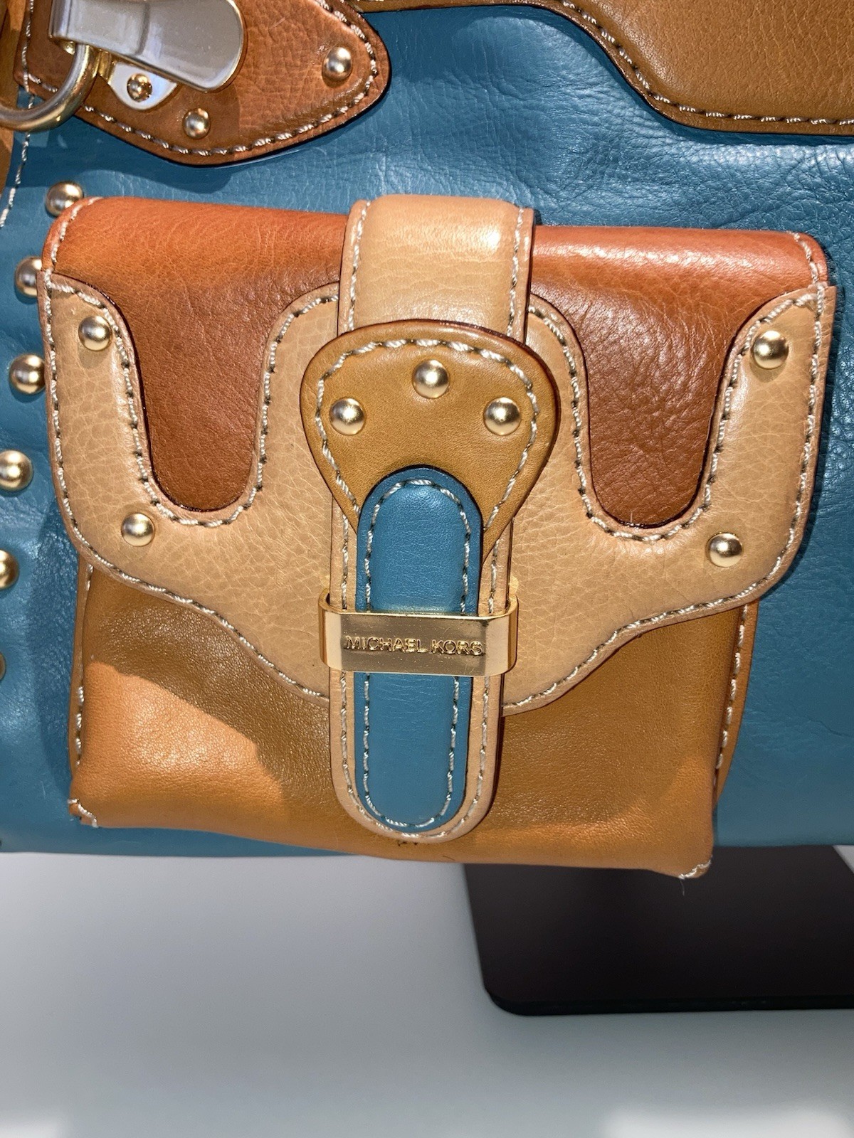 MICHAEL KORS SHOPPER VINTAGE RARE WESTERN BERKLEY LEATHER DBL HANDLE EXCELLENT!