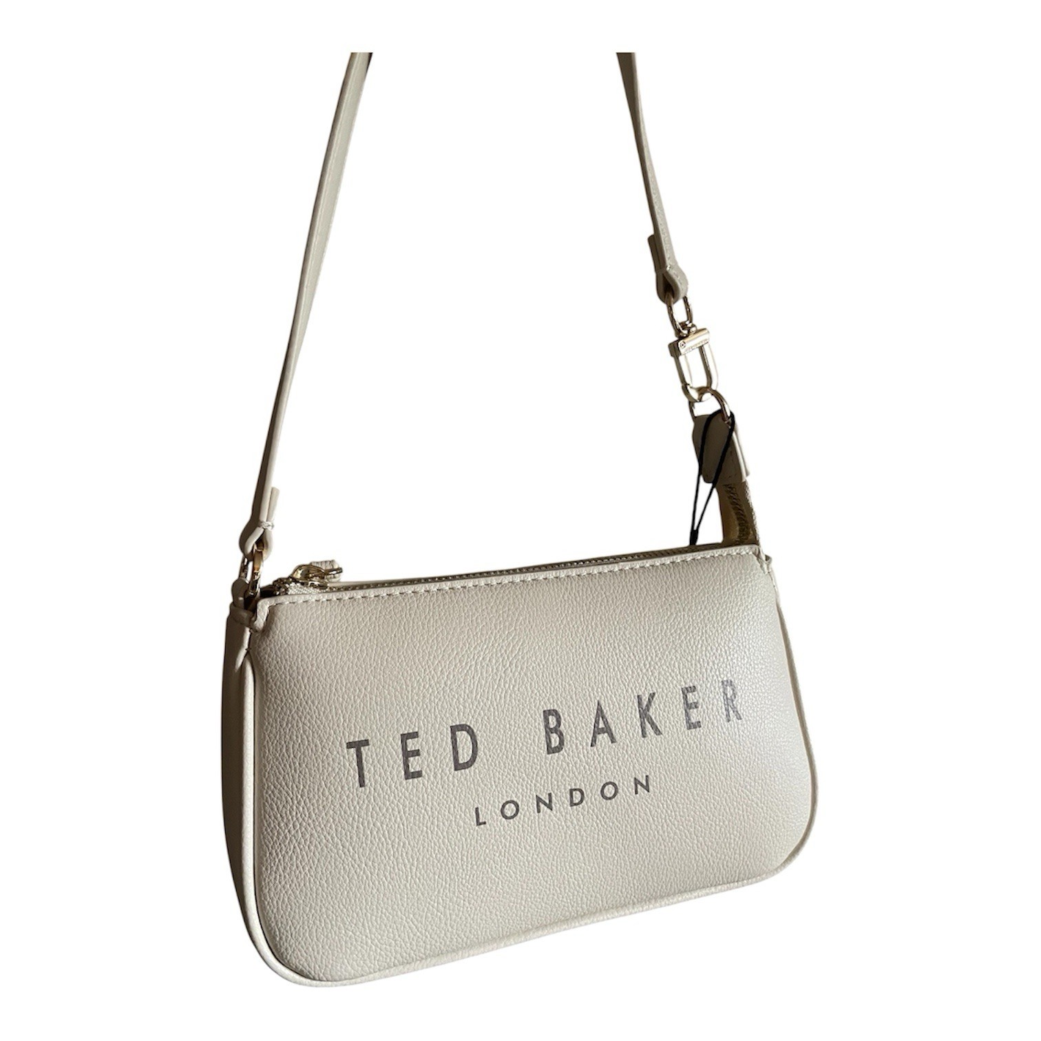 Ted Baker Cream Shoulder Bag With Dark Gray Logo NWT