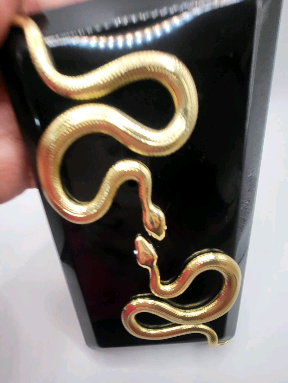 Kilian Paris Snake Clutch Case Bag Black Lacquered Enameled Swarovski Eyes