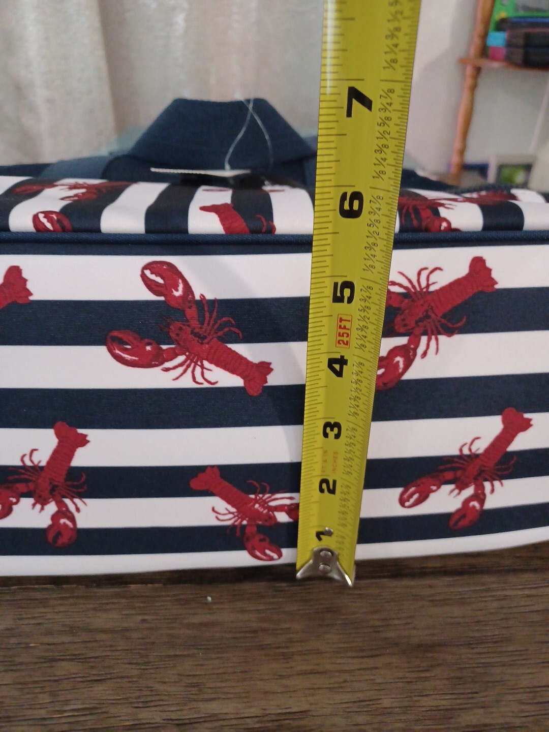 No Boundaries Beach Zip Bottom Tote Navy Stripe Theme Lobster Insulated