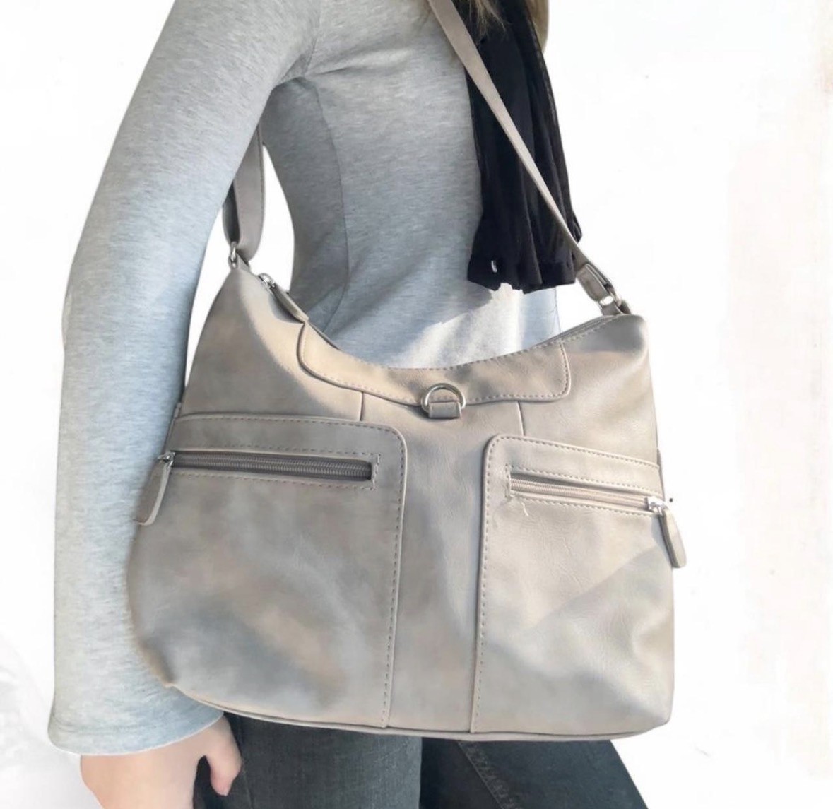 Elegant Beige Faux Leather Bag