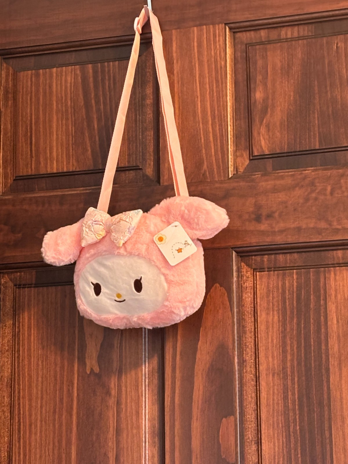 Sanrio Pink My Melody Head Embroidered Plush Shoulder Strap Purse Women’s Girls