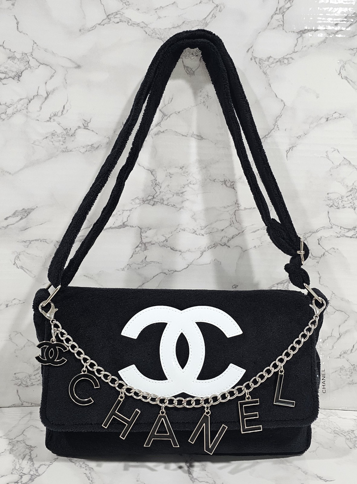 Chanel Precision Black Terry Cloth Crossbody Messenger Bag – VIP Gift