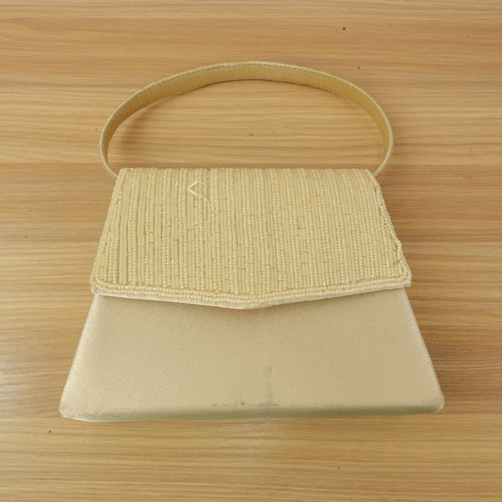 Bijoux Terner Evening Top Handle Off White Pearl Beaded Mini Bag VINTAGE DEFECT
