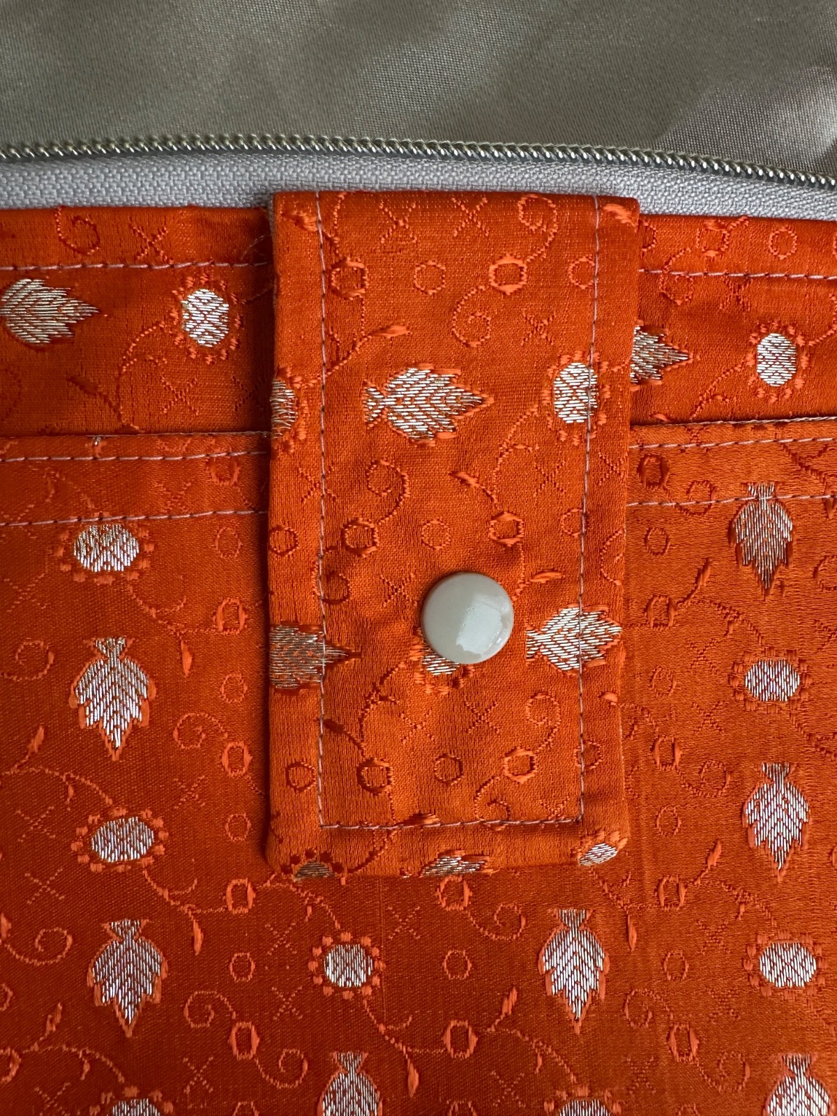 SILK clutch PURSE bag *HANDMADE*evening wear, recycled sari, ORANGE gold