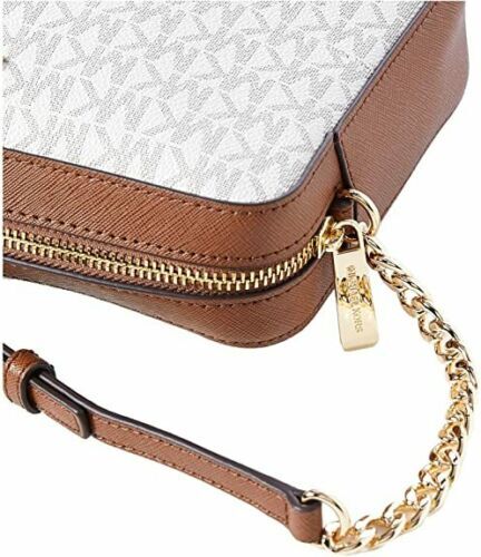 NWB Michael Kors Logo EW Crossbody Ivory 35F8GTTC3B Chain Acorn $328 Dust Bag FS