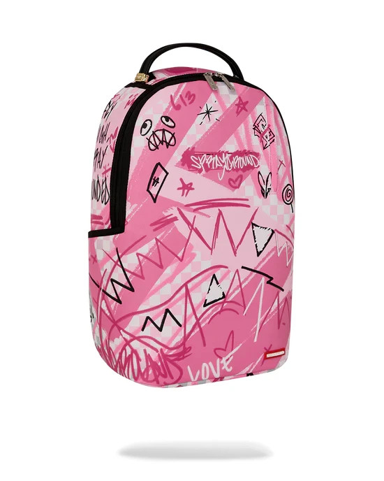Sprayground Broken Hearts Club Pink Backpack🔥New Black Bookbag Large School Bag