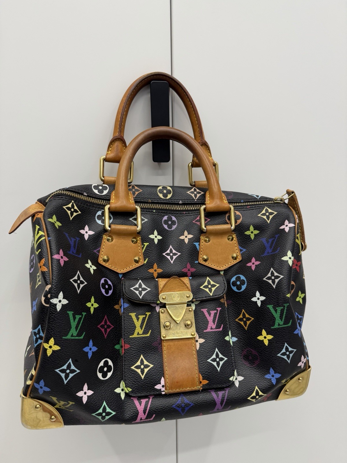Louis Vuitton Х Takashi Murakami Black Multicolor Speedy Handbag Tote Bag