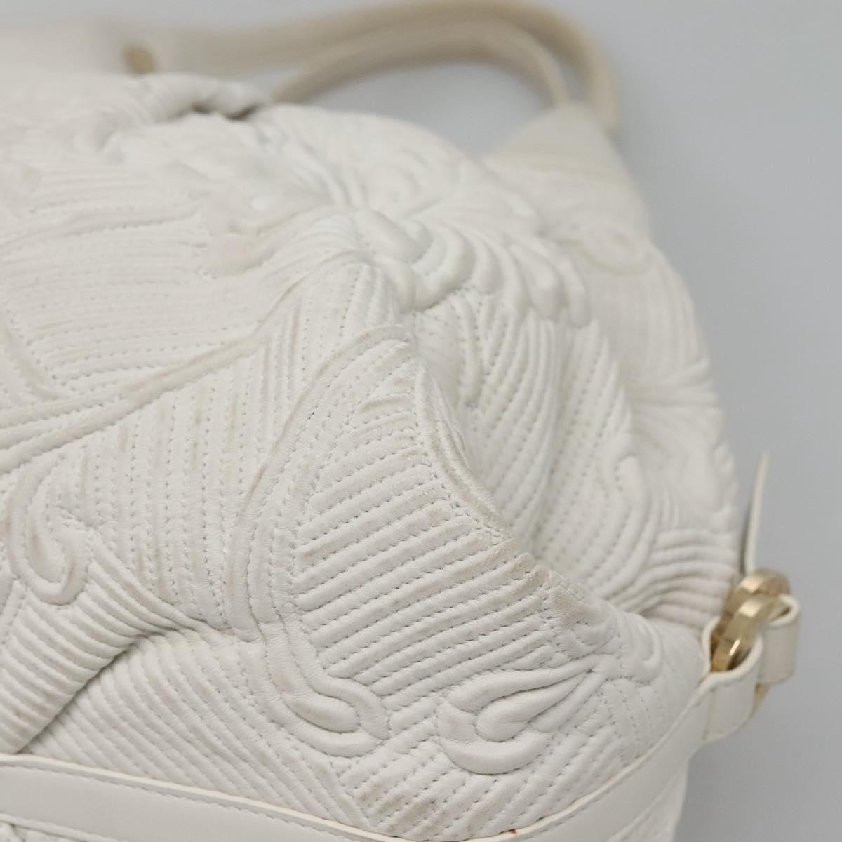 BVLGARI Chandra Shoulder Bag Leather White Gold Auth 140646