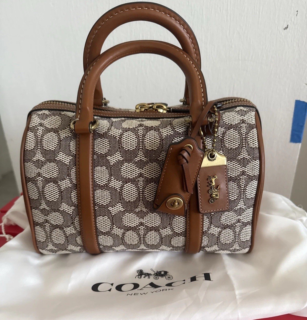 Coach Ruby Satchel 25 Signature Textile Jacquard, Cocoa/Burnished Amber