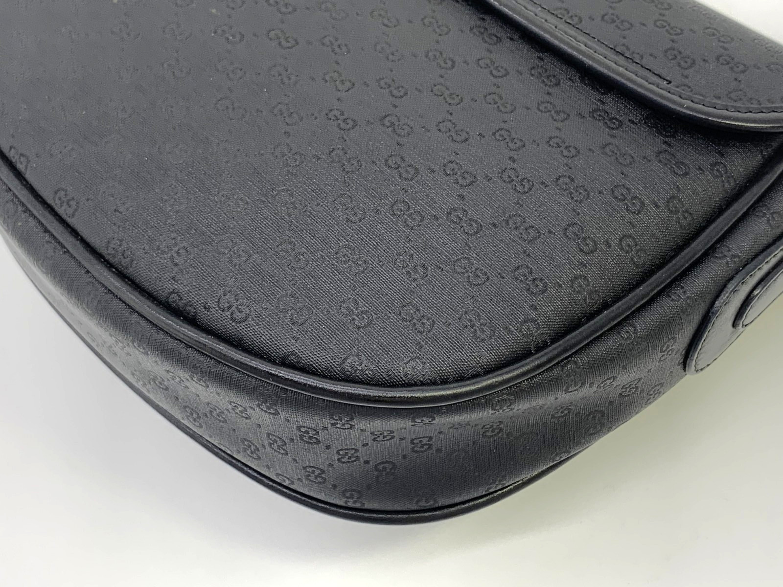 GUCCI VINTAGE Shoulder Bag Micro-GG Pattern PVC Black Classic Authentic