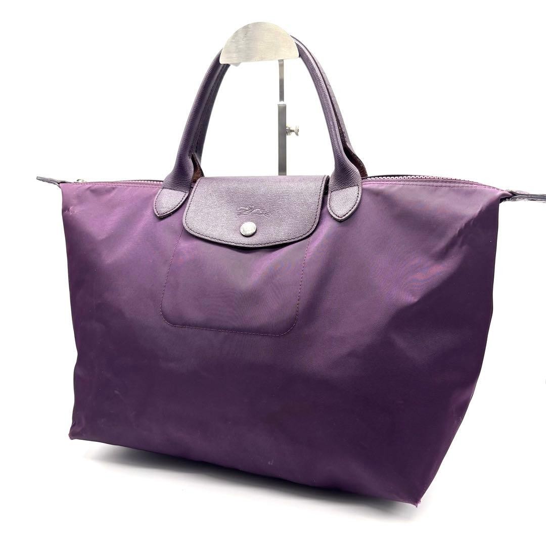 LONGCHAMP Le Pliage Purple Tote Bag about 9.84 x 12.20-16.73 × 6.69″