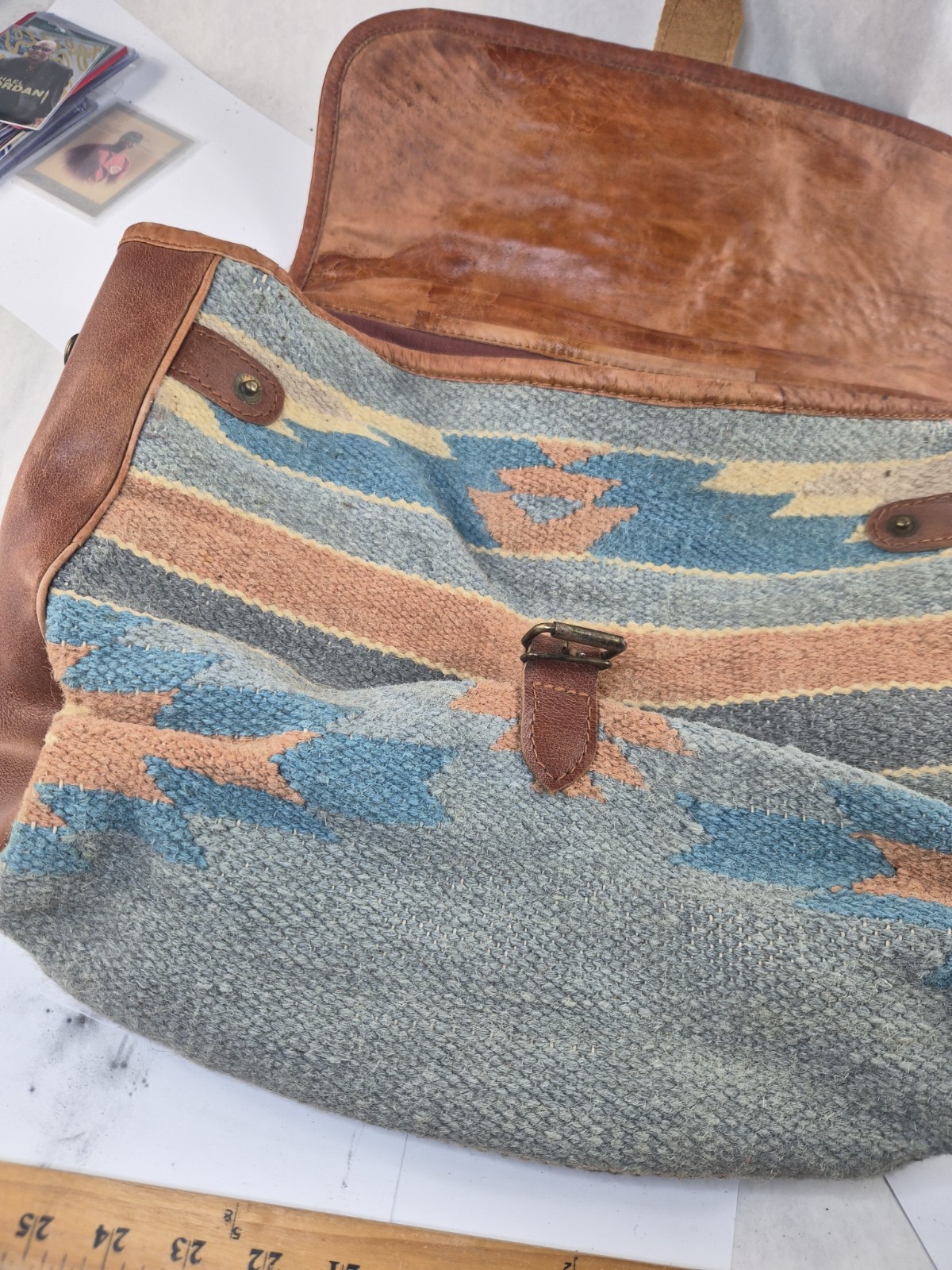 Cambridge Santa Fe Saddleblanket Wool Blend Leather Aztec Southwest Satchel Tote