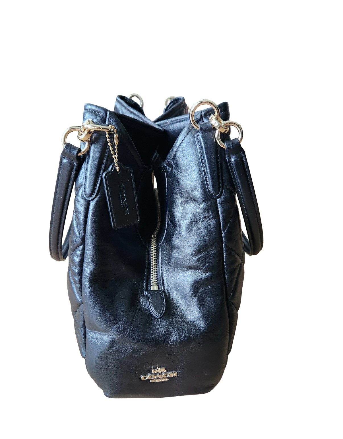 COACH PHOEBE BLACK QUILTED LEATHER SHOULDER BAG GOLD HARDWARE W/TAGS F36696