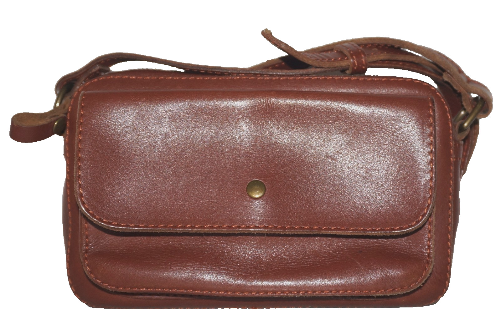 ABLE (Local & Global) Small Cedar Brown Leather Crossbody Shoulder Bag 5×8.5