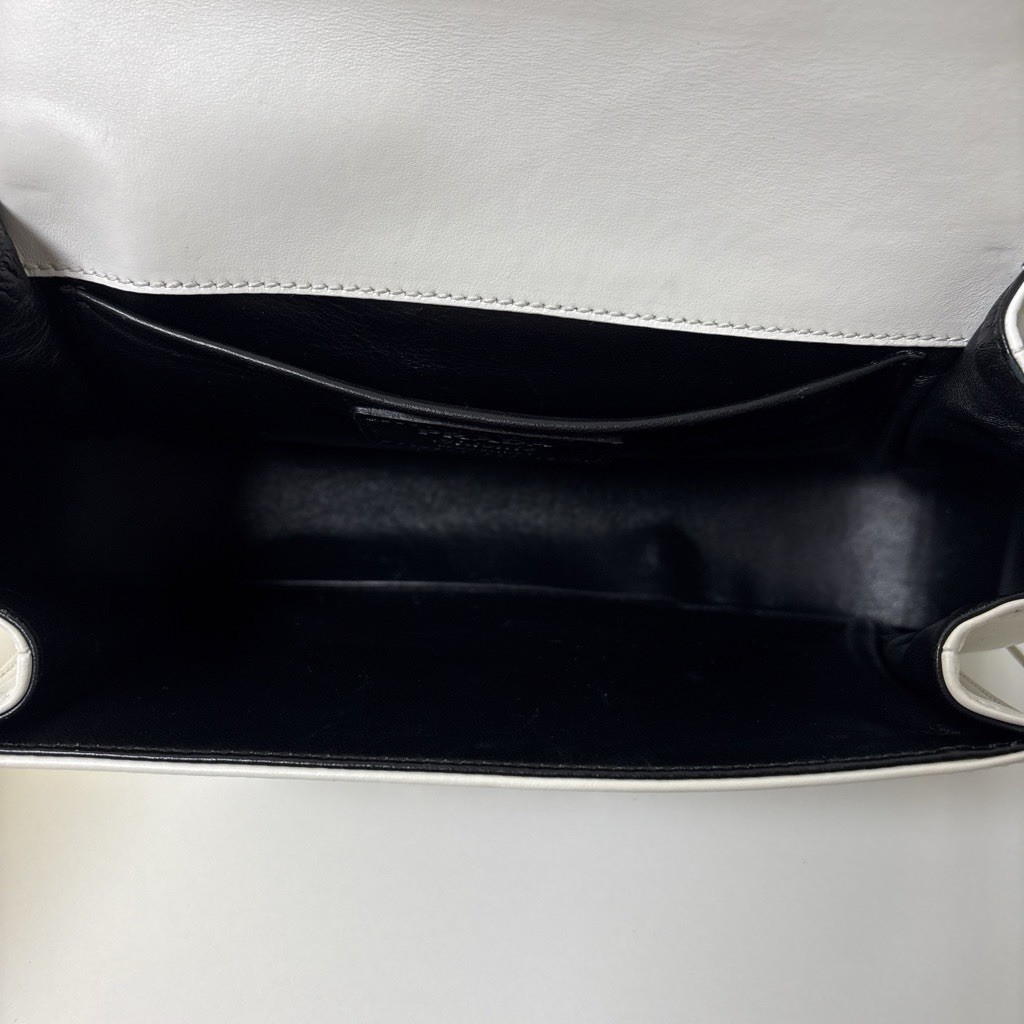 Prada Sidonie White Saffiano Leather Classic Silver Hardware Small Shoulder Bag