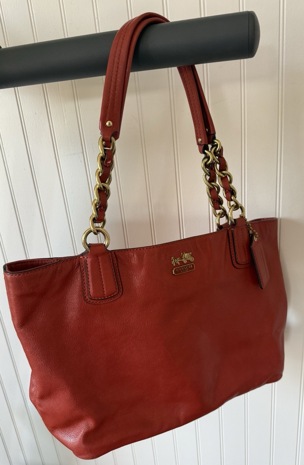 Coach Madison Leather Tote Handbag Persimmon Orange & Gold F20466 MFSRP: $298.00