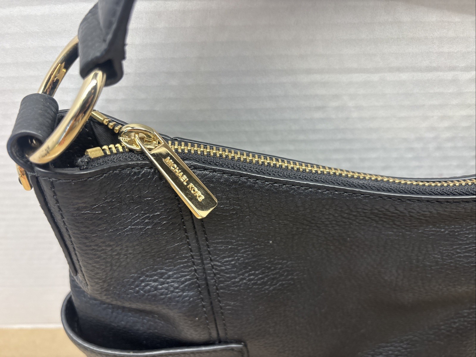 Gently Loved Black Michael Kors Hobo Handbag Pebbled Leather Nice Preowned