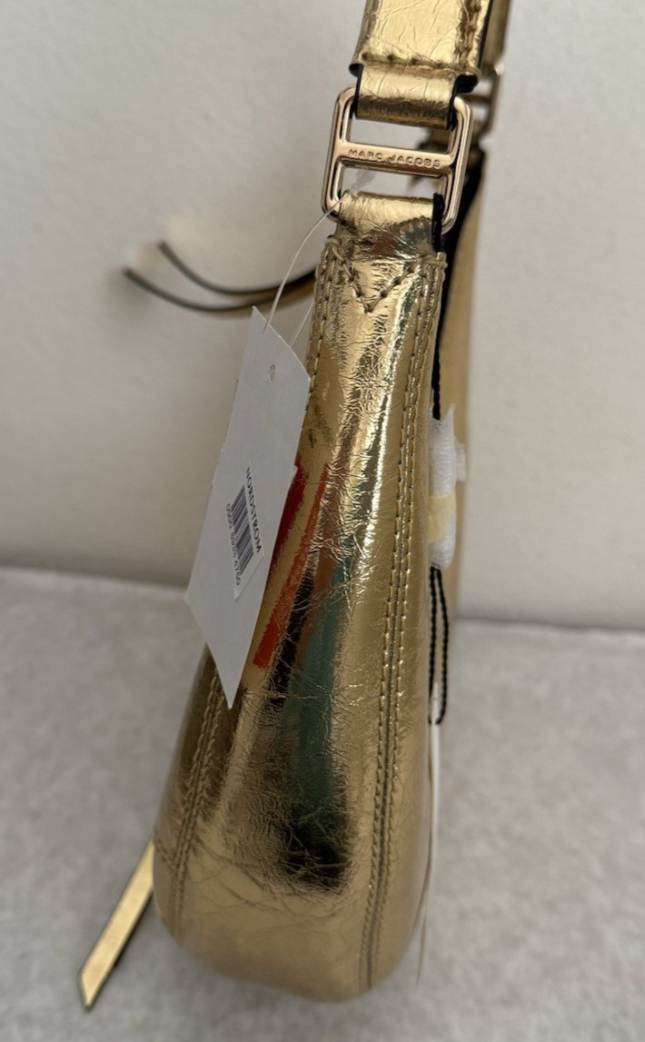 NWT Marc Jacobs Small Crinkle Cruiser Shoulder Bag $395 Gold