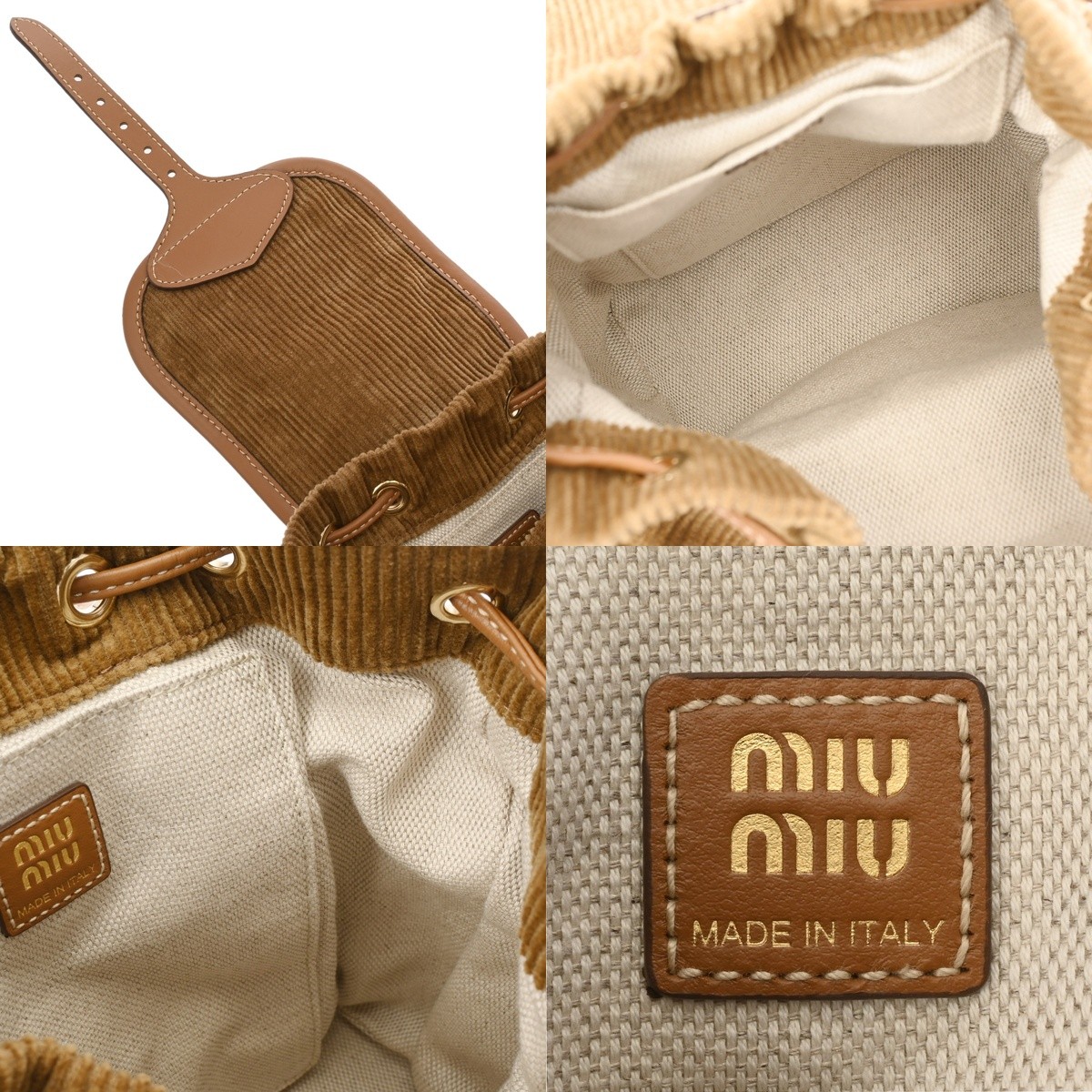 Miu Miu Backpack 5BZ043 Corduroy Brown unisex Backpack Â· Daypack