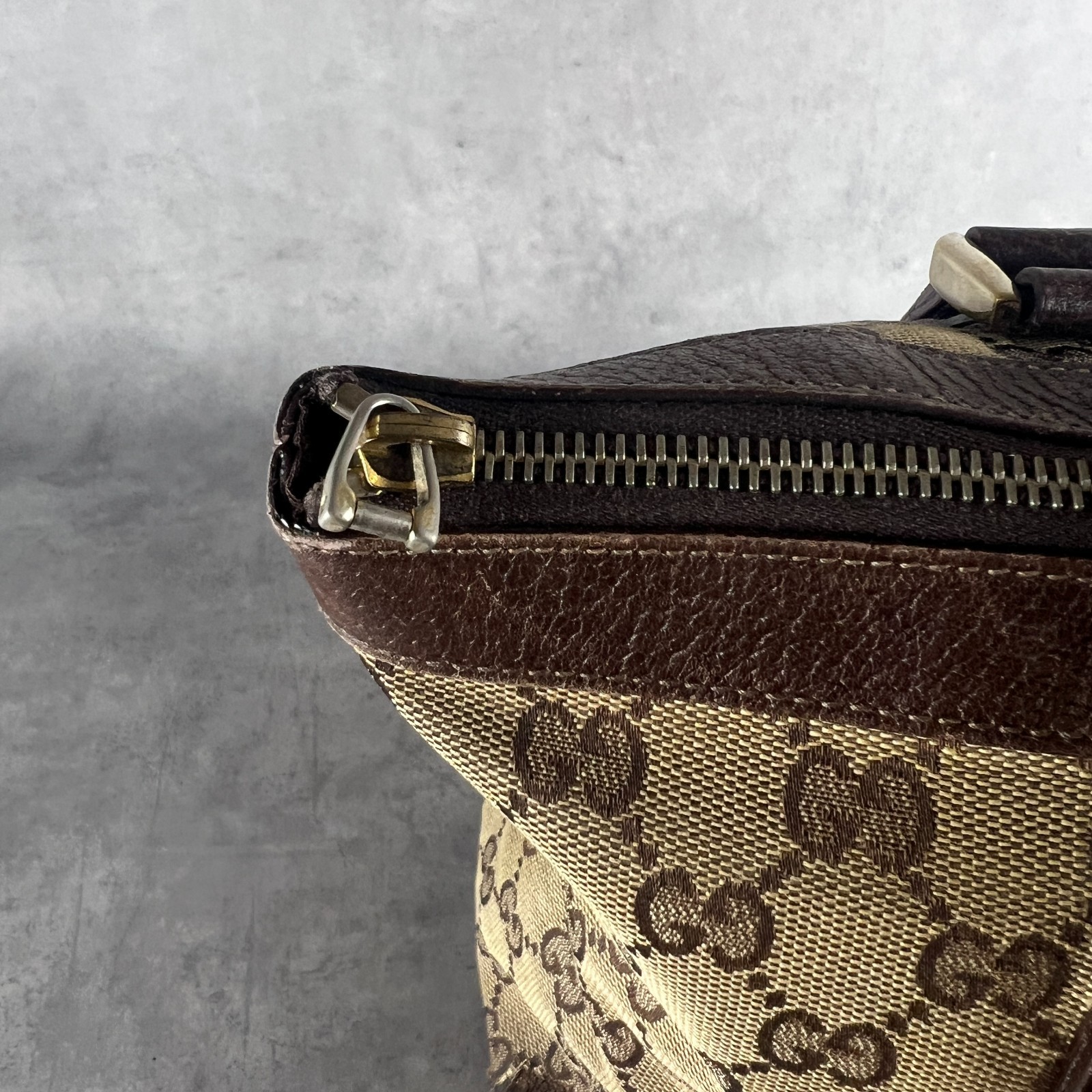 Gucci GG Canvas Tote Bag 141470 Brown Leather Shoulder Bag From Japan Authentic