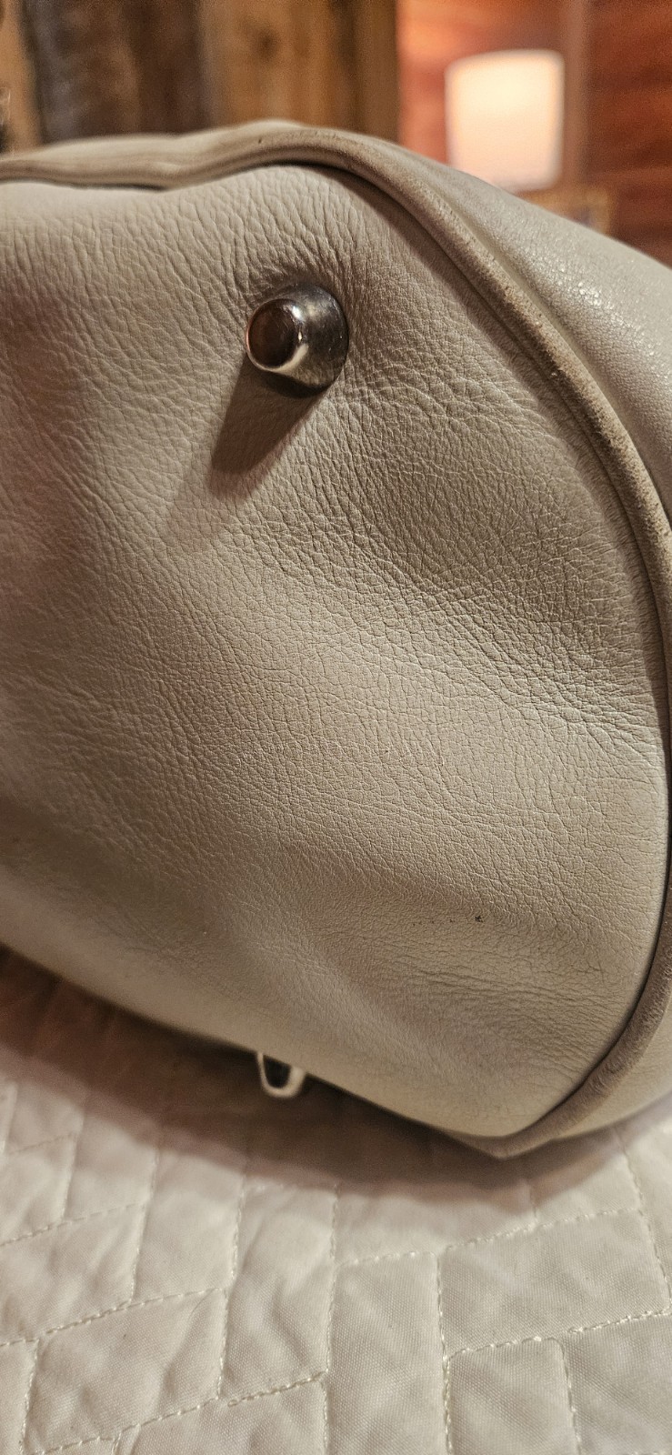 Burberry Large Leather Ivory Shoulder Bag Circa 2006 Vintage