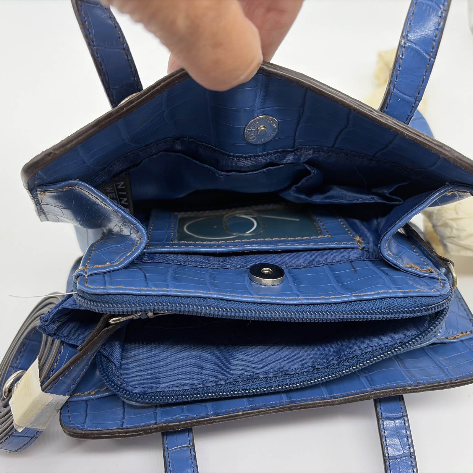 Nine West Mini Cobalt Blue Bag Crossbody Handbag Purse NEW *Some Exterior Spots