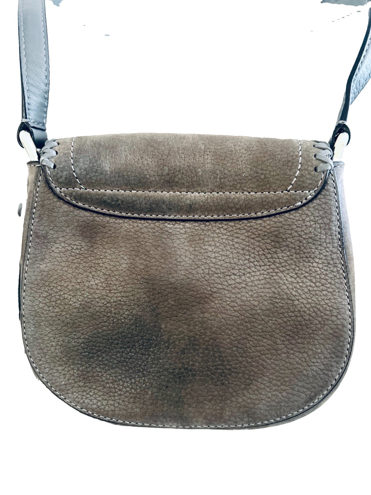 Kate Spade Adalise Somerton St Gray Suede Leather Saddle Crossbody Bag Tassel