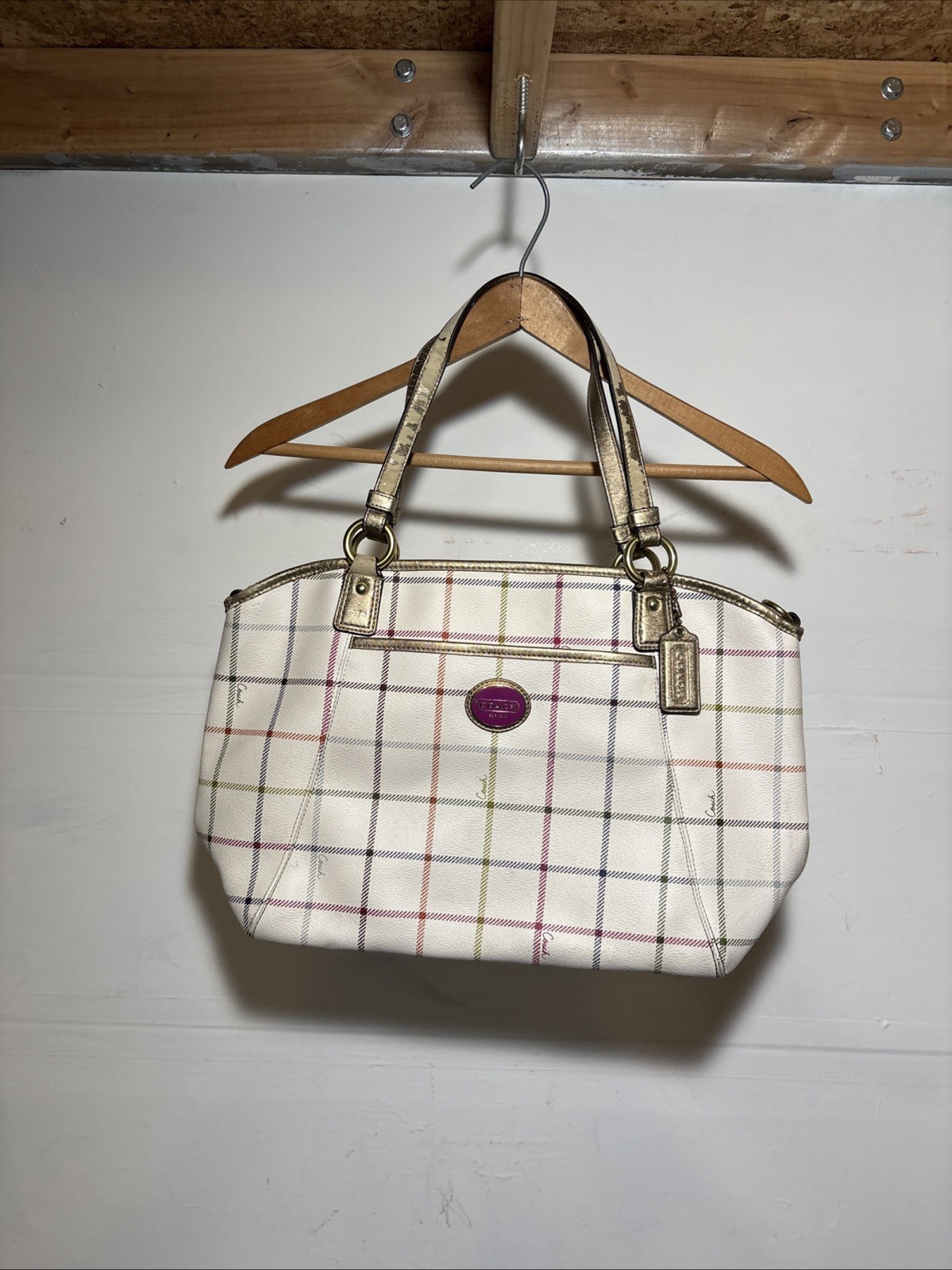 Coach Plaid Tote Bag