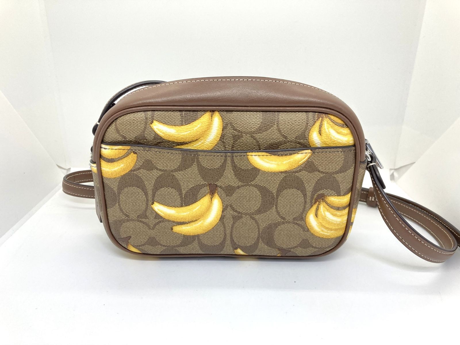 Used COACH Mini Jamie Camera Bag Signature Canvas Banana Print Shoulder Bag Ladi