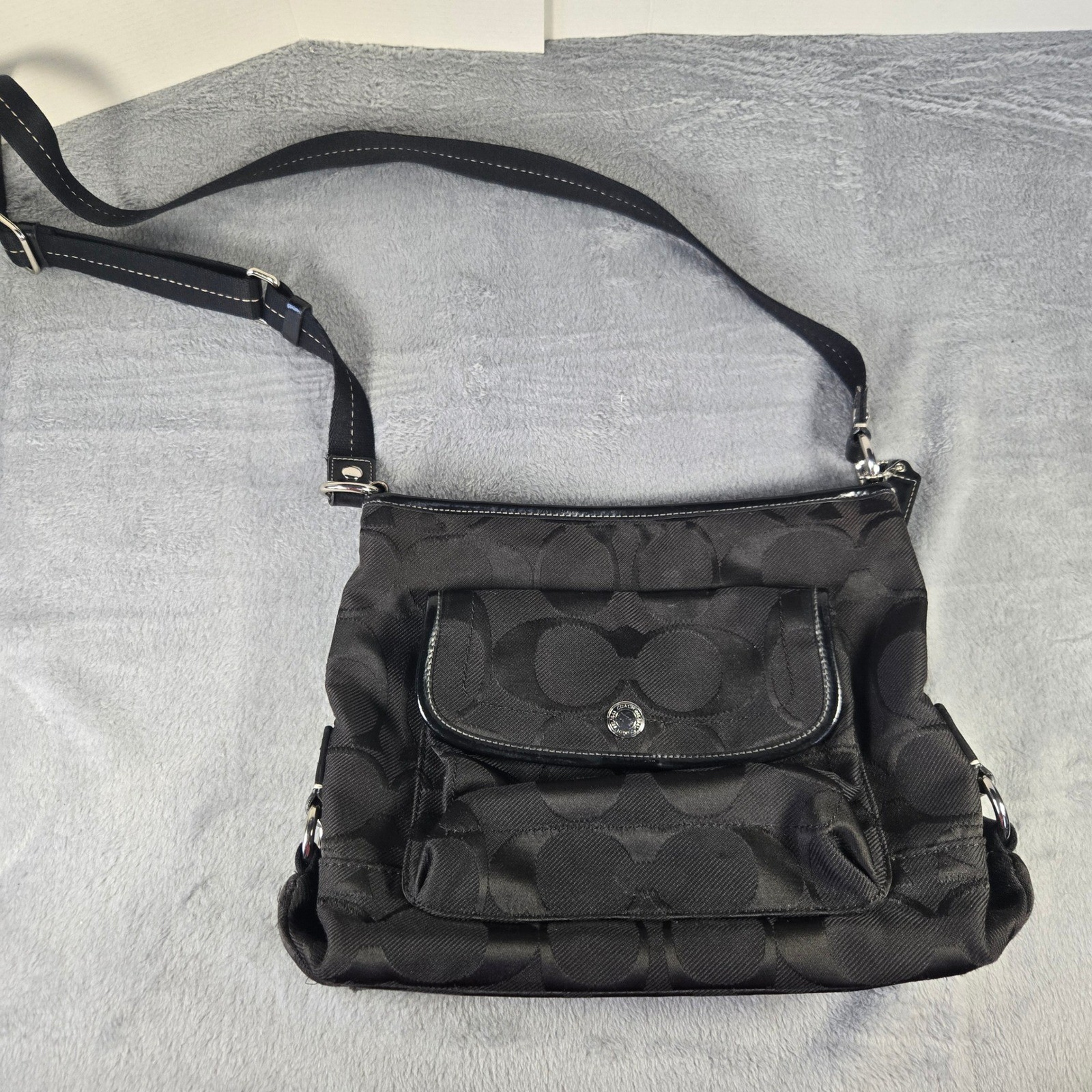 Coach Signature Jacquard File Bag Black Crossbody F18850